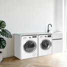 1800mm White Laundry Tub Plywood Cabinet with Engineered Bench & Stainless Steel Sink
