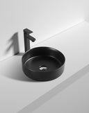 355mm Bathroom Above Counter Matt Black Ceramic Wash Basin
