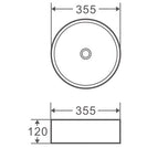 355mm Bathroom Above Counter Matt Black Ceramic Wash Basin