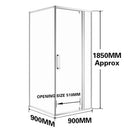 900*900*1850mm Swing Shower Glass Door and Return Only