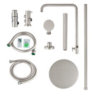 10 inch Round Brushed Nickel Twin Shower Set Top/Bottom Water Inlet with Brass Handheld Shower