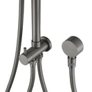 10 inch Round Gunmetal Grey Twin Shower Set Top/Bottom Water Inlet with Brass Handheld Shower