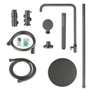 10 inch Round Gunmetal Grey Twin Shower Set Top/Bottom Water Inlet with Brass Handheld Shower