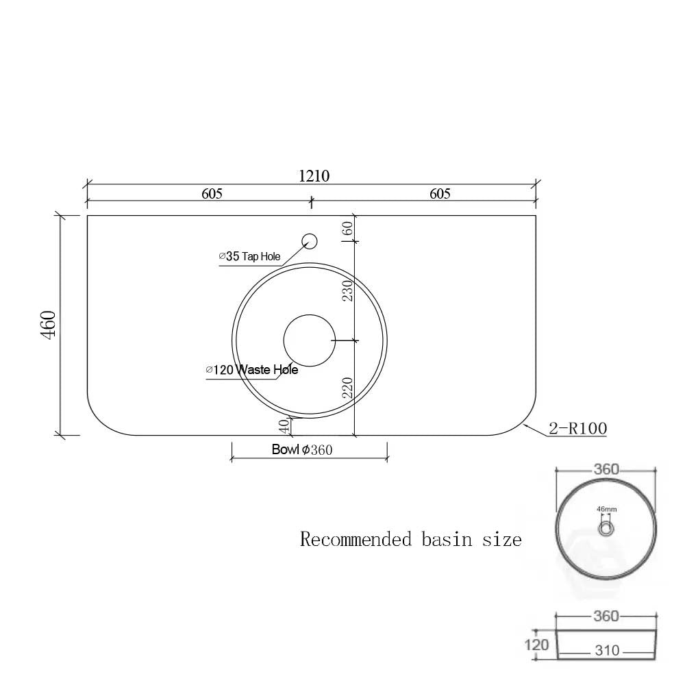 1210x460 Fluted Bathroom Vanity Matte White Plywood Cabinet size guide 2