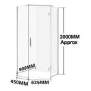 900*900*2000mm Chrome Frameless Diamond Shower Door & Return Panel