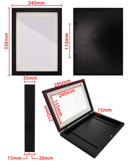 A4 Wooden Kids Art Frame Children Artwork Display Changeable Front Opening Table Stand Black - NZHomeware
