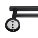 755mm Wall Mounted Double Round Towel Rail Rack Holder Stainless Steel Black - NZHomeware
