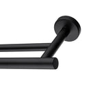 755mm Wall Mounted Double Round Towel Rail Rack Holder Stainless Steel Black - NZHomeware