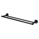 755mm Wall Mounted Double Round Towel Rail Rack Holder Stainless Steel Black - NZHomeware
