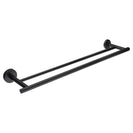 755mm Wall Mounted Double Round Towel Rail Rack Holder Stainless Steel Black - NZHomeware
