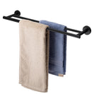 755mm Wall Mounted Double Round Towel Rail Rack Holder Stainless Steel Black - NZHomeware