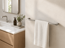 Square Brushed Nickel Single Hand Towel Rail Stainless Steel Wall Mounted - NZHomeware
