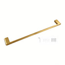 Square Brushed Yellow Gold Single Towel Rail 600mm Solid Brass Wall Mounted - NZHomeware