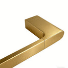 Square Brushed Yellow Gold Single Towel Rail 600mm Solid Brass Wall Mounted - NZHomeware