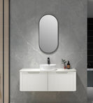 Amos 1210X460X430mm Plywood Matte White Fluted Curve Vanity With Flat Top - NZHomeware