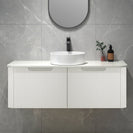 Amos 1210X460X430mm Plywood Matte White Fluted Curve Vanity With Flat Top - NZHomeware