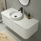 Amos 1210X460X430mm Plywood Matte White Fluted Curve Vanity With Flat Top - NZHomeware
