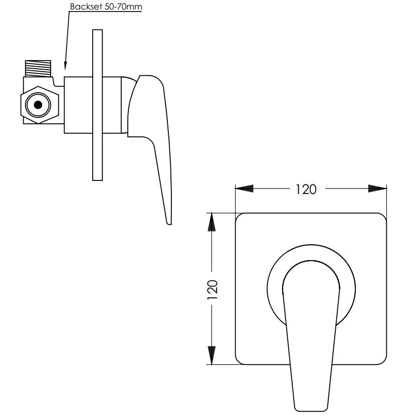 Aquatica All Pressures Saluto Shower Mixer With Round Bath Spout Chrome Set size guide 2