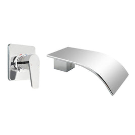 Aquatica All Pressures Saluto Shower Mixer With Waterfall Wall Spout Chrome Set - NZHomeware