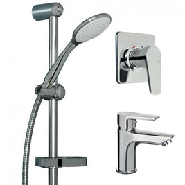 Aquatica Saluto All Pressures Basin Mixer/Shower Slide/Shower Mixer Set - NZHomeware
