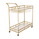 Bar Trolley with Glass Shelves Rolling Wine and Service Trolley With Wine Rack And Glass Holder Modern Home Bar Storage Trolley Suitable for Kitchen and Restaurant - NZHomeware