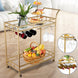 Bar Trolley with Glass Shelves Rolling Wine and Service Trolley With Wine Rack And Glass Holder Modern Home Bar Storage Trolley Suitable for Kitchen and Restaurant - NZHomeware