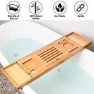 Bath Tub Rack Caddy Tray Wine Glass Book Phone Holder Expandable Bamboo - NZHomeware