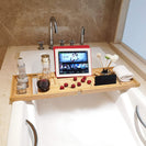 Bath Tub Rack Caddy Tray Wine Glass Book Phone Holder Expandable Bamboo - NZHomeware