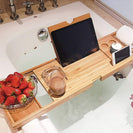 Bath Tub Rack Caddy Tray Wine Glass Book Phone Holder Expandable Bamboo - NZHomeware