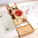 Bath Tub Rack Caddy Tray Wine Glass Book Phone Holder Expandable Bamboo - NZHomeware
