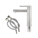 Bathroom Brushed Nickel Basin Mixer Tap Swivel Nozzle Faucet Stainless Steel - NZHomeware