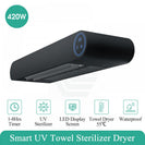 Bathroom UV Sterilizer Heated Towel Dryer Disinfection Black Intelligent Timer 600x170x80mm - NZHomeware