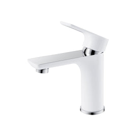 Bathroom White & Chrome Basin Mixer Solid Brass Vanity Tap - NZHomeware