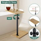 Bathtub Side Table Height - Adjustable 43–76 cm C - Shaped Bamboo Tray 360° Rotatable - NZHomeware