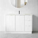 HERITAGE 1200MM Plywood Fluted Floor Standing Vanity - Matte White - NZHomeware