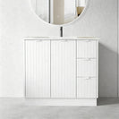 HERITAGE 900MM Plywood Fluted Floor Standing Vanity - Matte White - NZHomeware