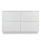 FLORAN-1 1500MM Plywood Fluted Floor Standing Vanity - Matte White Double Bowl