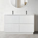 FLORAN-1 1200MM Plywood Fluted Floor Standing Vanity - Matte White Double Bowl