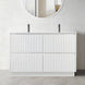 FLORAN-1 1200MM Plywood Fluted Floor Standing Vanity - Matte White Double Bowl - NZHomeware