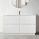 FLORAN-1 1500MM Plywood Fluted Floor Standing Vanity - Matte White
