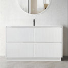 FLORAN-1 1500MM Plywood Fluted Floor Standing Vanity - Matte White - NZHomeware