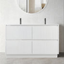 FLORAN-1 1500MM Plywood Fluted Floor Standing Vanity - Matte White Double Bowl