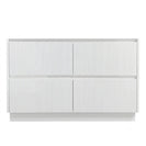 FLORAN-1 1500MM Plywood Fluted Floor Standing Vanity - Matte White Double Bowl - NZHomeware