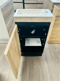 TAYLOR 450X250X850Mm Plywood Floor Standing Vanity - Black & Light Oak With Ceramic Top - NZHomeware