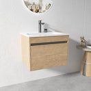 BC13 600X460X460MM PLYWOOD WALL HUNG VANITY - LIGHT OAK WITH CERAMIC TOP - NZHomeware