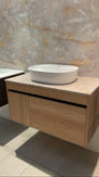 BC13 900X460X460MM PLYWOOD WALL HUNG VANITY - LIGHT OAK WITH CERAMIC TOP - NZHomeware