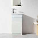 EMMA 400X250X850MM FLUTED Plywood Floor Standing Vanity - Matte White With Ceramic Top - NZHomeware