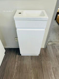 EMMA 400X250X850MM FLUTED Plywood Floor Standing Vanity - Matte White With Ceramic Top - NZHomeware