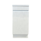 EMMA 400X250X850MM FLUTED Plywood Floor Standing Vanity - Matte White With Ceramic Top - NZHomeware