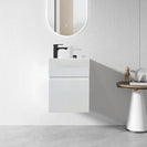 MAYA 420X220X505MM FLUTED PLYWOOD WALL HUNG VANITY - WHITE GLOSS WITH CERAMIC TOP - NZHomeware